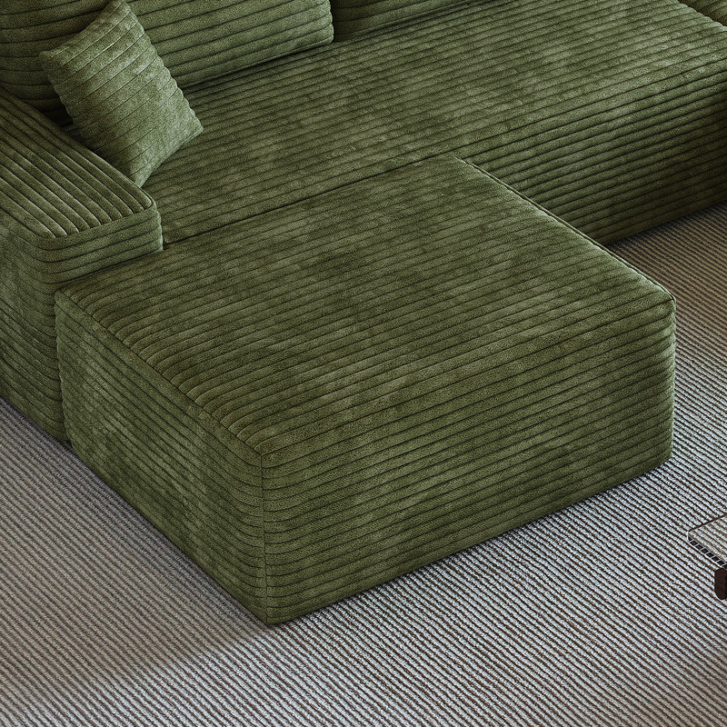 Repose-pieds de canapé 37,40 po, aucun assemblage requis (tissu en velours côtelé moelleux), Vert