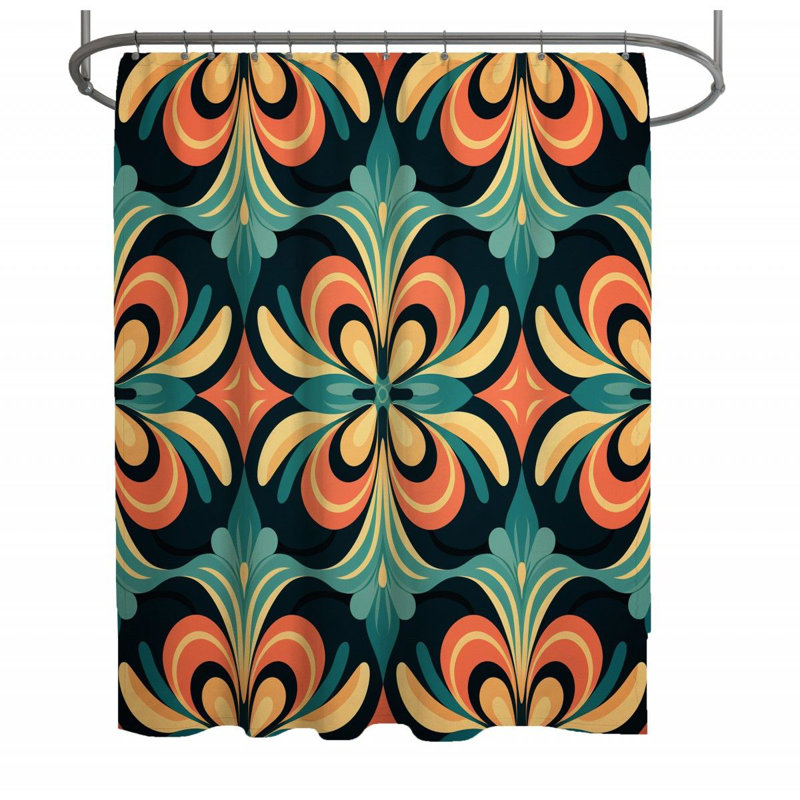 Rideau de douche éclectique - décor de salle de bain oriental, H 93 po x l 70 po