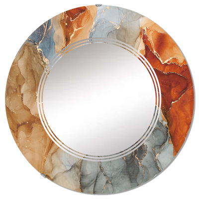 Brun et gris luxueux abstrait Art fluide I - miroir mural moderne