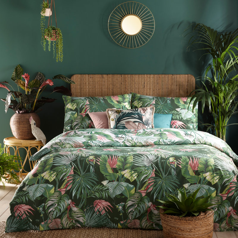 Cotton Blend Floral Duvet Cover Set with Pillowcases, Super King Duvet Cover + 2 Standard Pillowcases