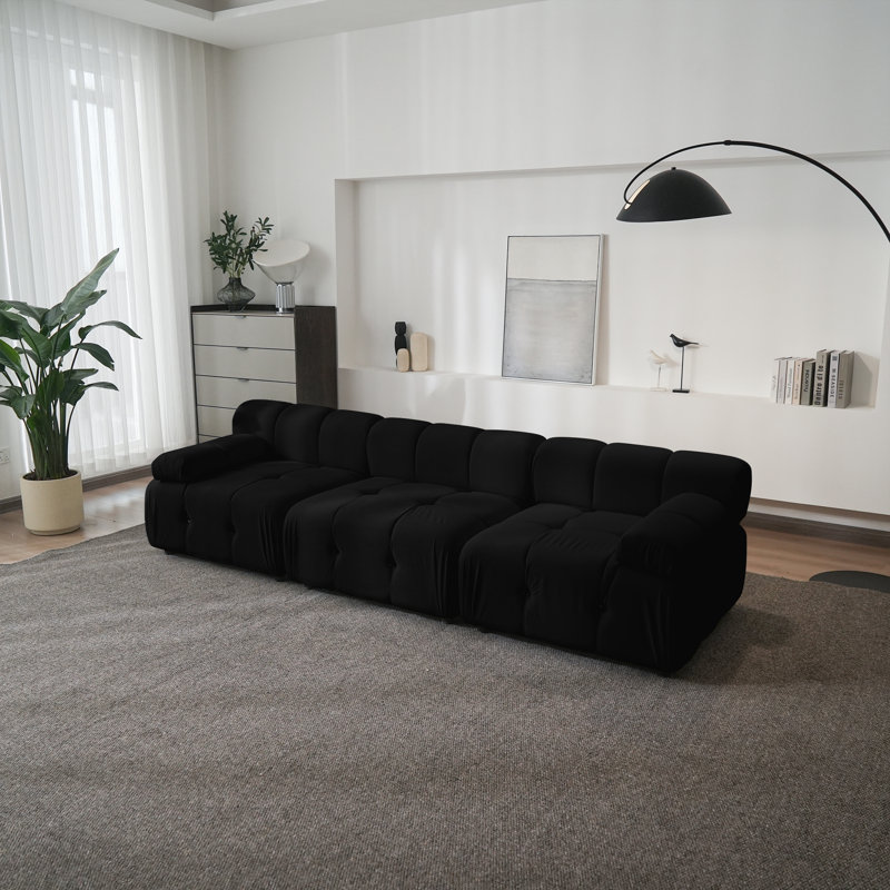 Cylar 104" Upholstered Sofa, Black