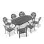 Ensemble de 9 meubles de patio en aluminium coulé avec coussins bruns (identique à W1710S00600)