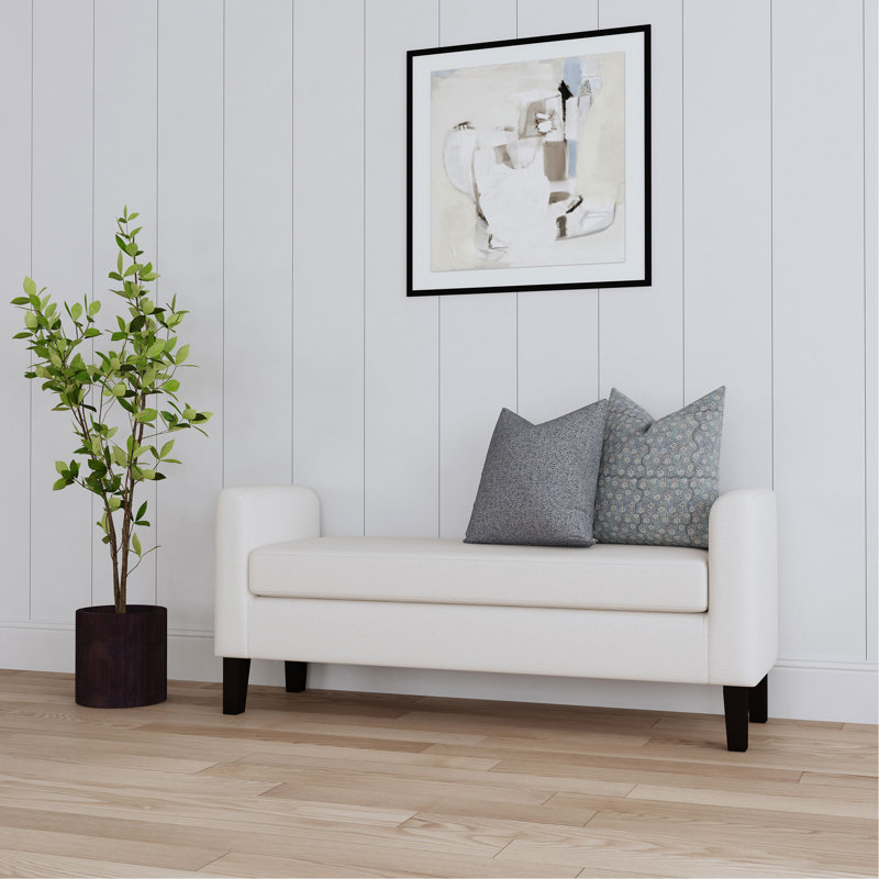 Banc d'appoint rembourré en tissu avec accoudoirs