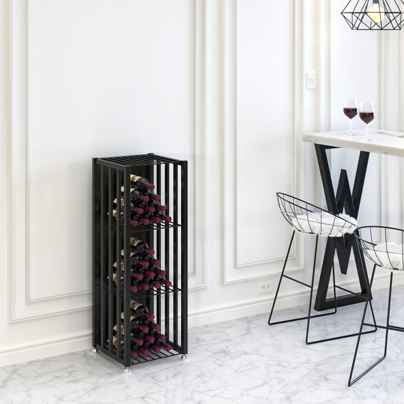 Lacey 48 Bottle Floor Wine Bottle Rack in Black