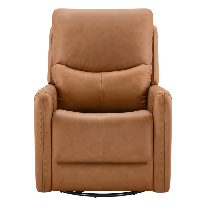 Genuine Leather Swivel Power Recliner, Aline Butternut