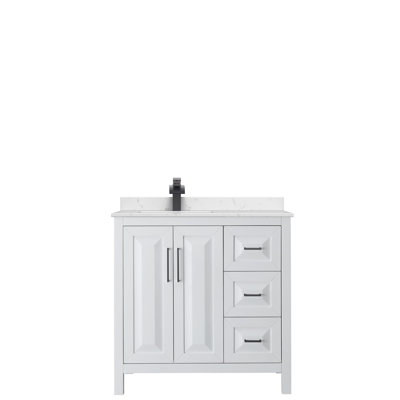 Meuble-lavabo sur pied simple 36 po avec plateau en marbre Daria