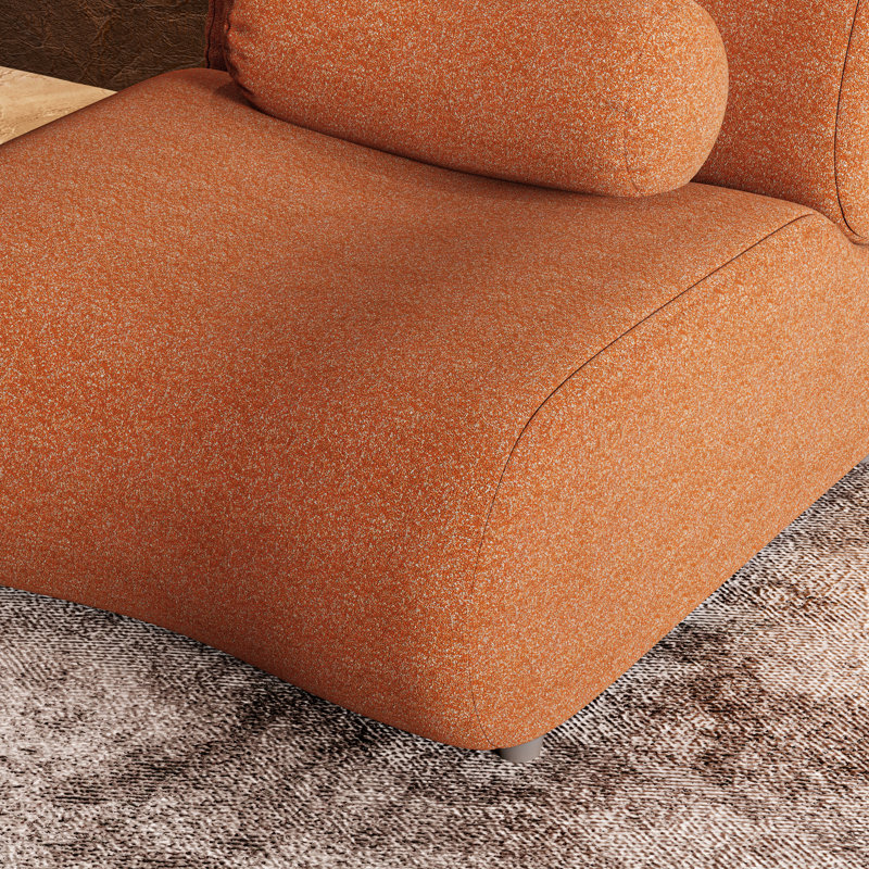 Canapé modulaire rembourré rouille orange, coussins inclinés et cylindriques à 70 °, chenille modulaire moderne pour les grands espaces, canapé de salon spacieux, bureau à domicile confortable avec, coussins en orange, pièce,