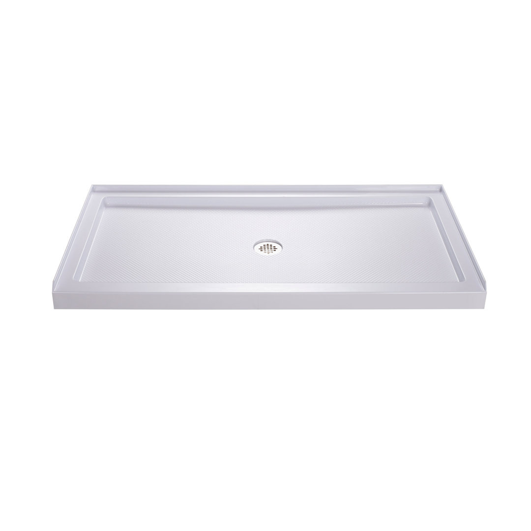Qwall 32" D x 60" W x 76 3/4" H Left Drain Acrylic Shower Base and Wall Kit in White DreamLine Drain