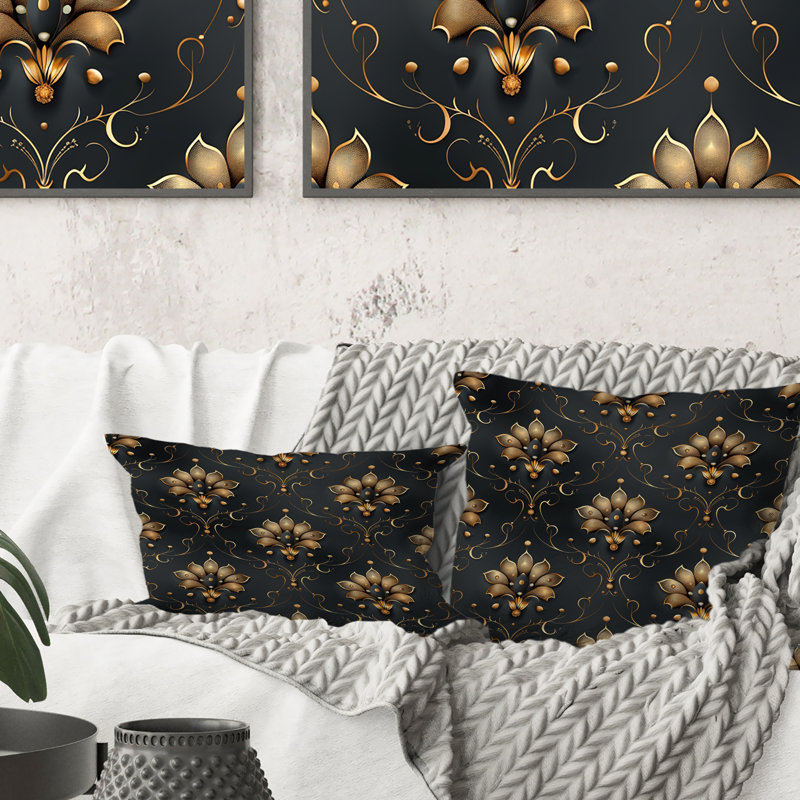 Glam Damask Motif IV - Coussin Glam, H 16 po x l 16 po