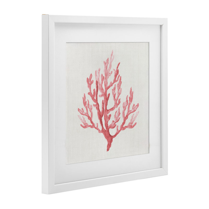 Branche de corail rose discret, impression sous verre, design par Janet Tava, H 16 po x l 16 po