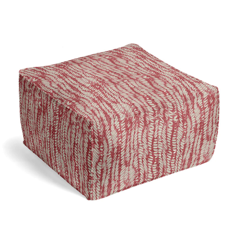 Upholstered Pouf, Grenadine Cotton Blend/Linen Blend