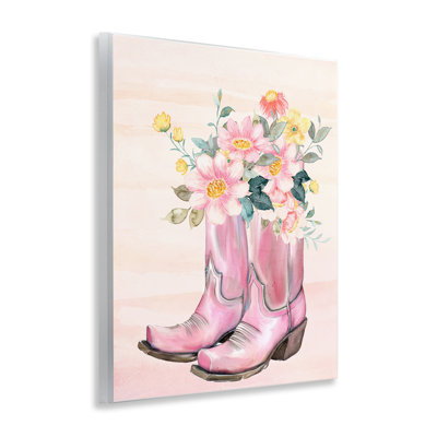 Wildflower Floral Boots Wall Plaque, design by Kim Allen