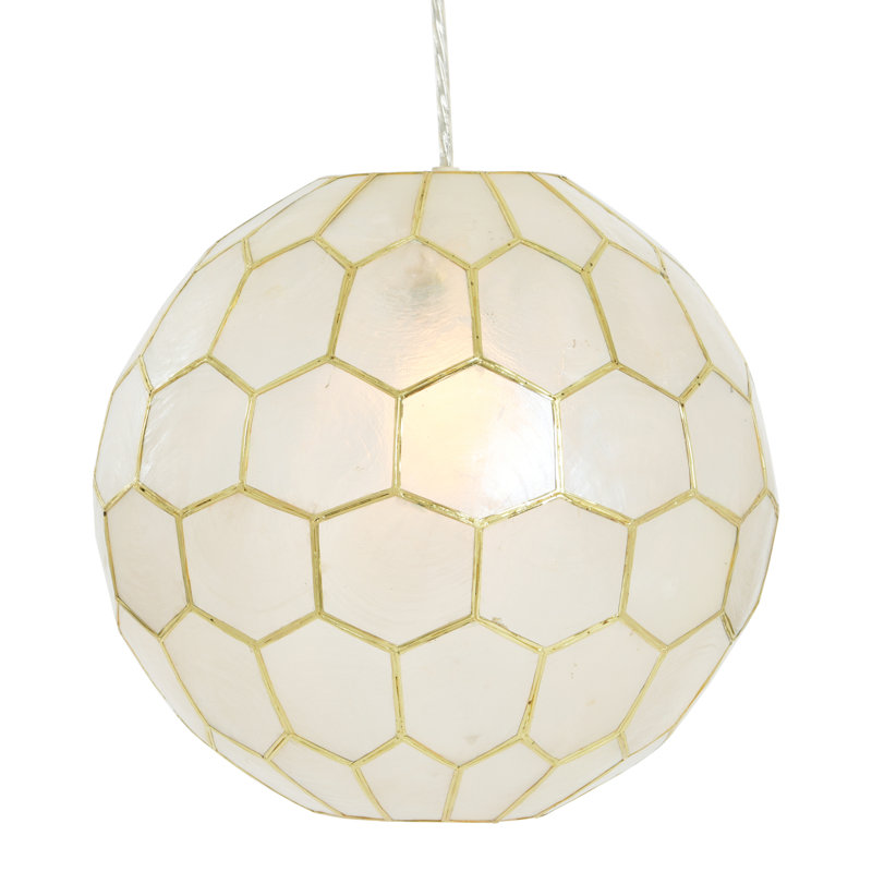 Capiz Honeycomb Globe Pendant Light, 11" H x 12" W x 12" D, Gold