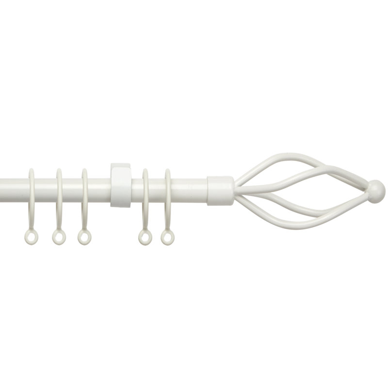 Jetta Adjustable 317.5cm to 546.1cm 4.83cm Single Curtain Pole, 125 cm - 215 cm W x 1.6 cm - 1.9 cm H, Silver