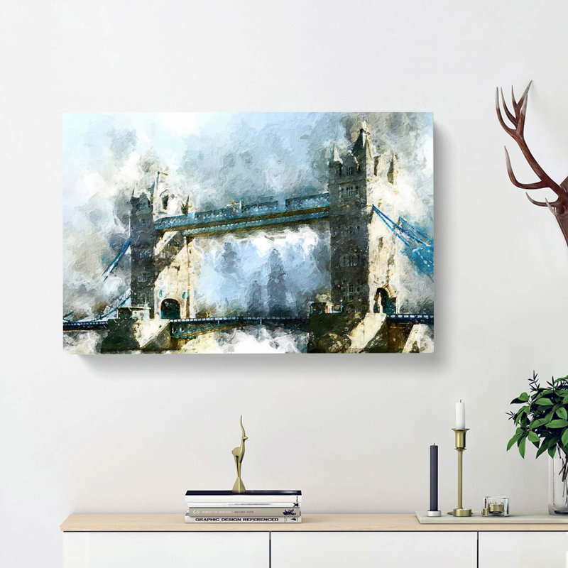 Tower Bridge In London In Abstract - Wrapped Canvas Painting, 35cm H x 50cm W x 3cm D