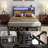 Bed Frame with 2-Tier Storage Headboard, Platform Bed with LED Lights and Charging Station, Underbed Storage Space-521524702-534777982