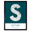 Santiago City Map Santiago Teal by Wee Blue Coo - Single Picture Frame Typography