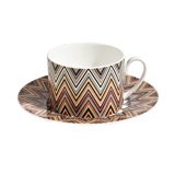 Missoni Tea Cup & Saucer ZIG ZAG Set of 2 in Luxury Box Jarris diam. 3.3in, H 2.3in, cap. 7.5 oz, Saucer diam. 6in