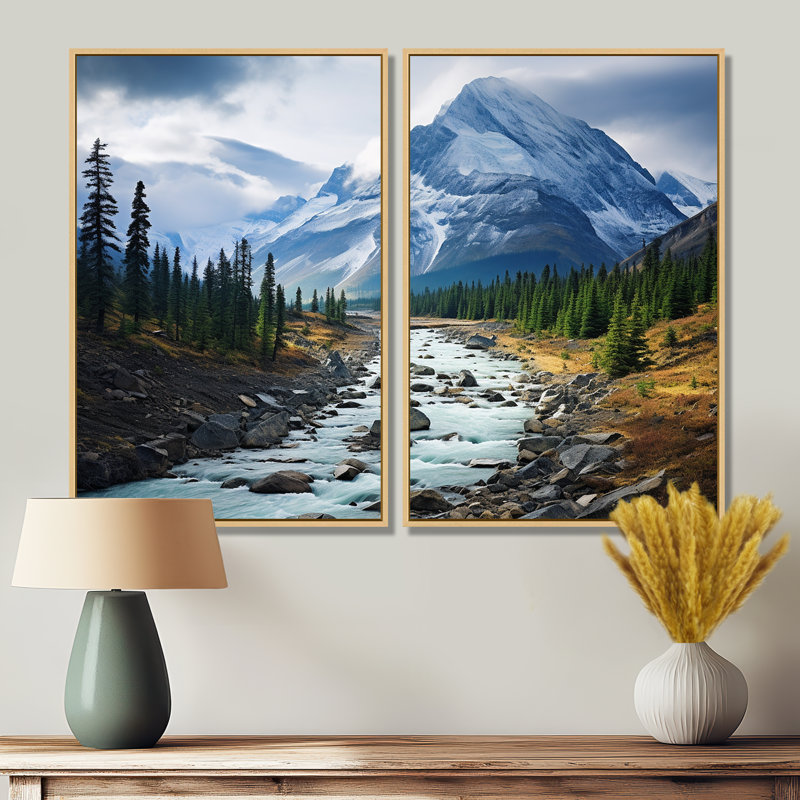 Canada Misty Mountain Majesty II - Grand Canada, ensemble de 2 reproductions d'art sur toile, Crème, crème, H 36 po x l 48 po