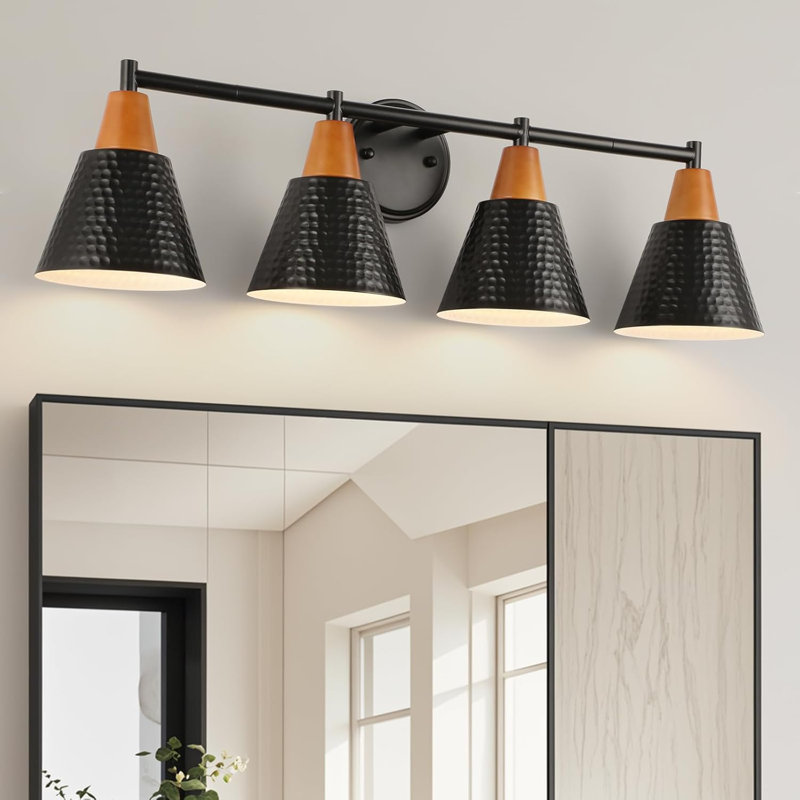 Applique murale industrielle avec abat-jour martelé, luminaire de salle de bain 4 lumières pour la chambre à coucher, le salon et la cuisine