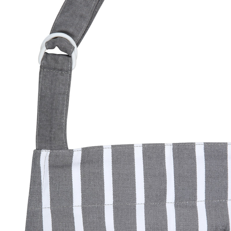 Striped Bib Apron, Grey Striped