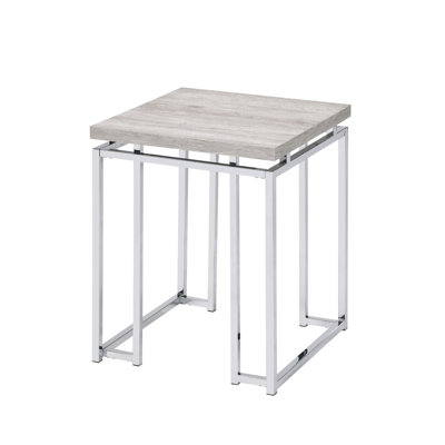 Modern Contemporary End Table Living Room Furniture 1Pc Chrome Frame Side Table