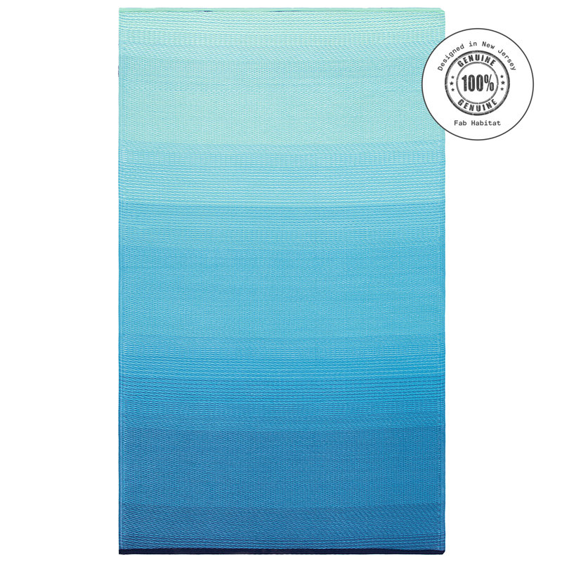 Outdoor Rug Plastic Straw Rug Waterproof Patio Joena, Rectangle 8' x 10', Big Sur - Teal