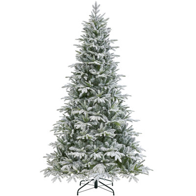 Pre-lit Snow Flocked Christmas Tree with Multicolored LED Lights of 9 Light Modes