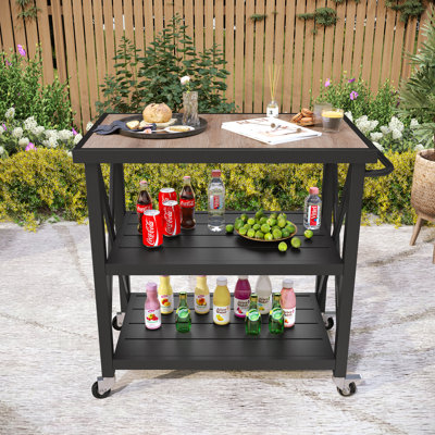 Lemieux Longshore Bar Cart With Metal by Beachcrest Home