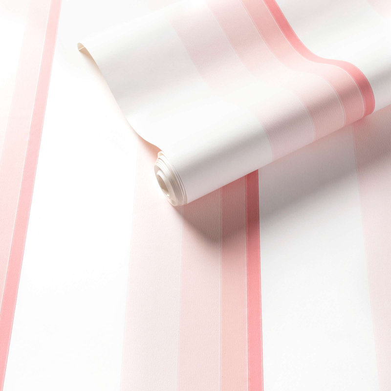 Papier peint dégradé à rayures, Rose