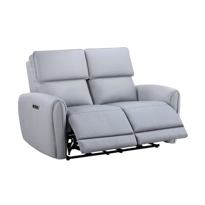 Cuir synthétique gris avec mouvement électrique et / ou port type C, ressorts ensachés, structure intérieure en bois, largeur de siège de 44 po, hauteur du produit en cuir de 40 po, profondeur de 22 po, poids du colis de 165 lb