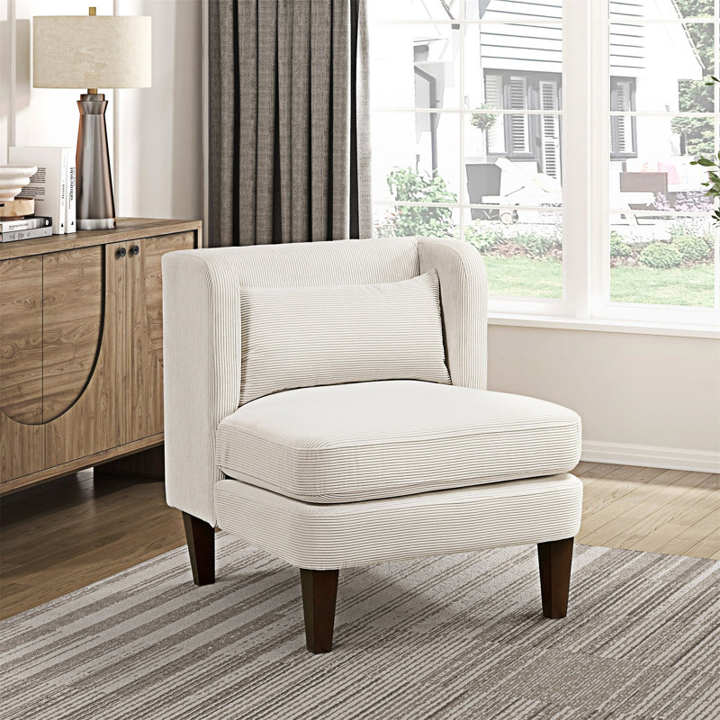 Chaise d'appoint rembourrée avec coussin, Beige