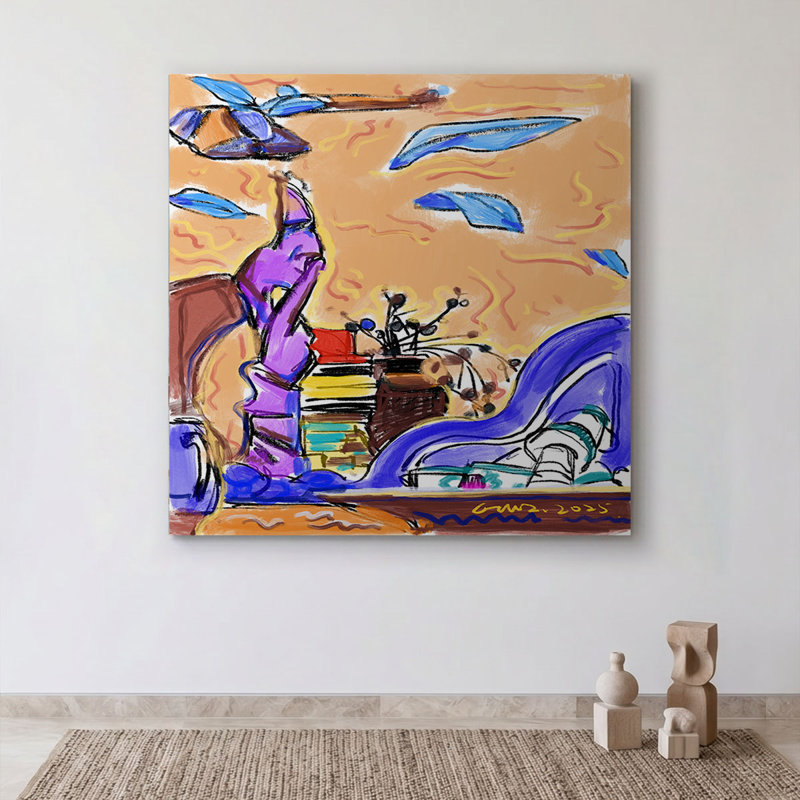 «Abstract Flying Leaves», impression sur toile Dreamy, 16" H x 16" W