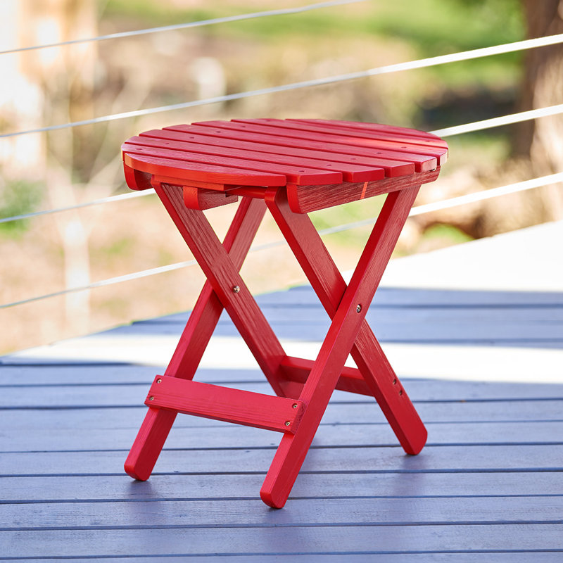 Table d'appoint ronde pliante d'extérieur Brently assemblée, Rouge piment