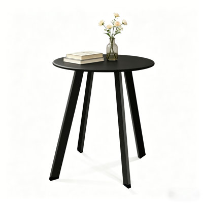 Modern Round Side Table, Small Accent End Table With 4 Angled Legs, Compact Coffee Table For Living Room, Bedroom, Balcony, Patio, Black