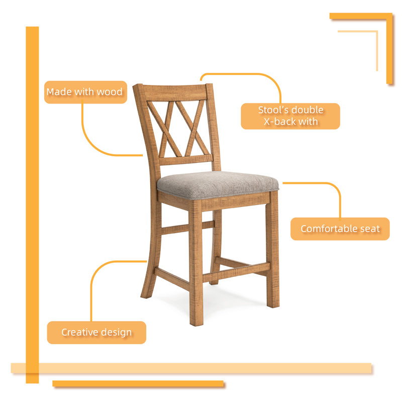Leannah Upholstered Counter Stool with Solid Wood Frame