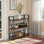 Metzler 3-Tier Shelf in Graphite Metal and Brown Finished Wood, 35.2" H X 34.52" W X 11.68" D