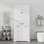 Armoire de rangement autoportante avec tiroir, tablette réglable et panier à linge inclinable