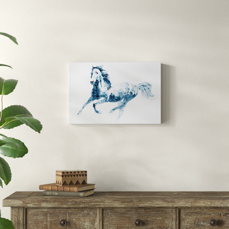 « saphir gallop ii », peinture sur toile tendue, H 30 po x l 47 po x P 2 po
