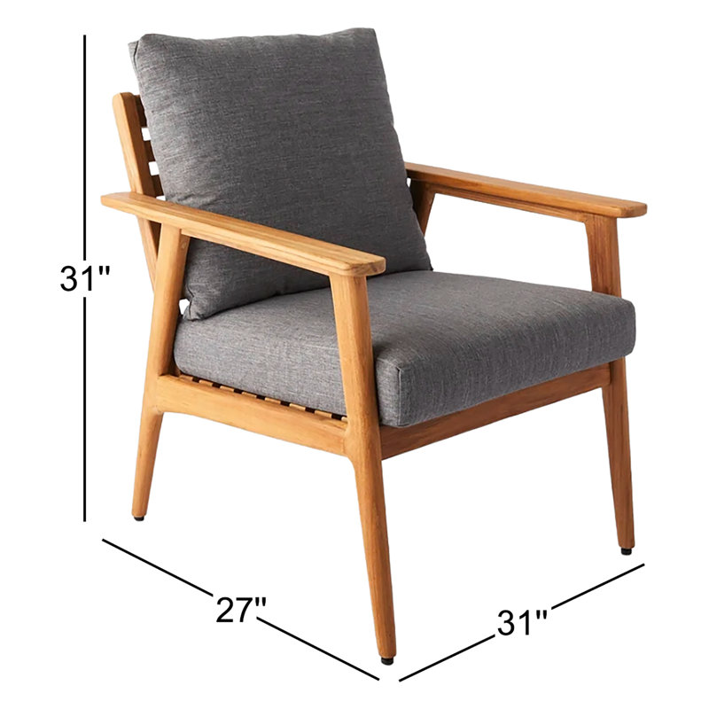 Chaise de patio en teck Tempo avec coussins