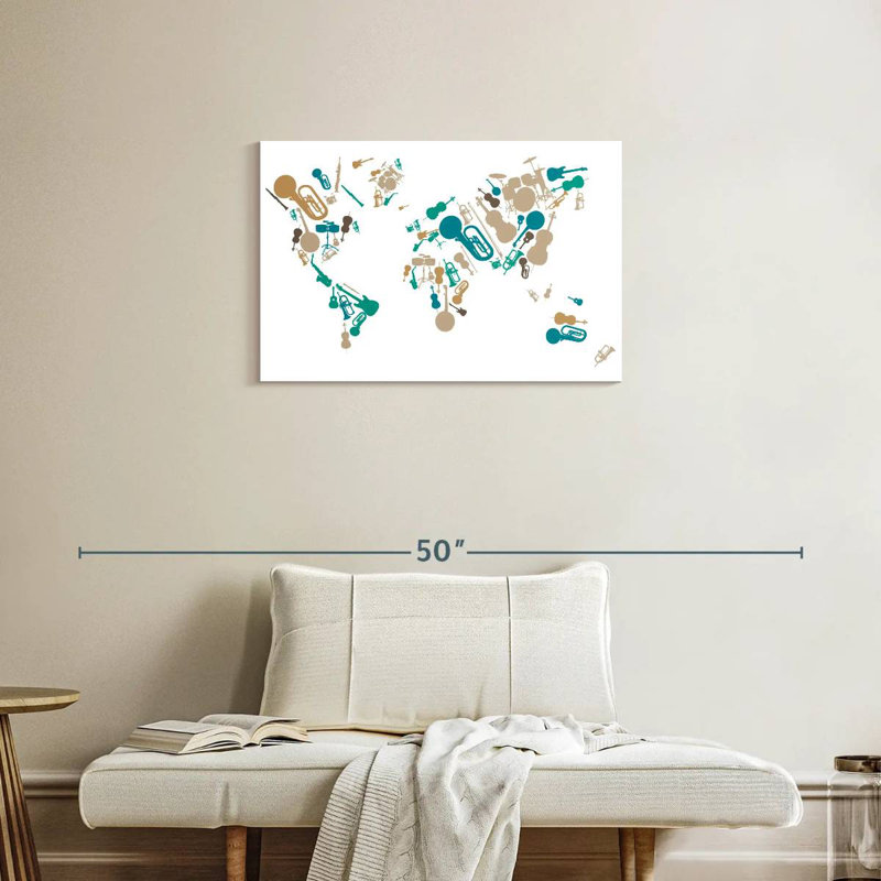 Abarca Musical World Map, 20" H x 30" W