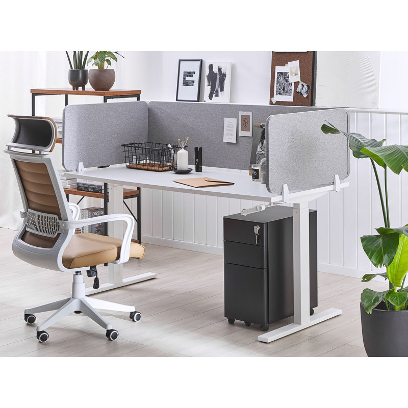 Marseilles Desk Dividers, 40cm H x 160cm W x 2cm D, Light Grey