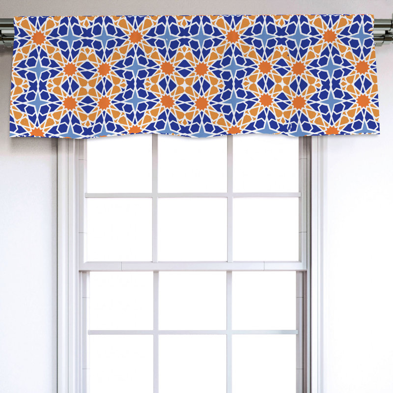 Sateen Geometric Ruffled Window Valance