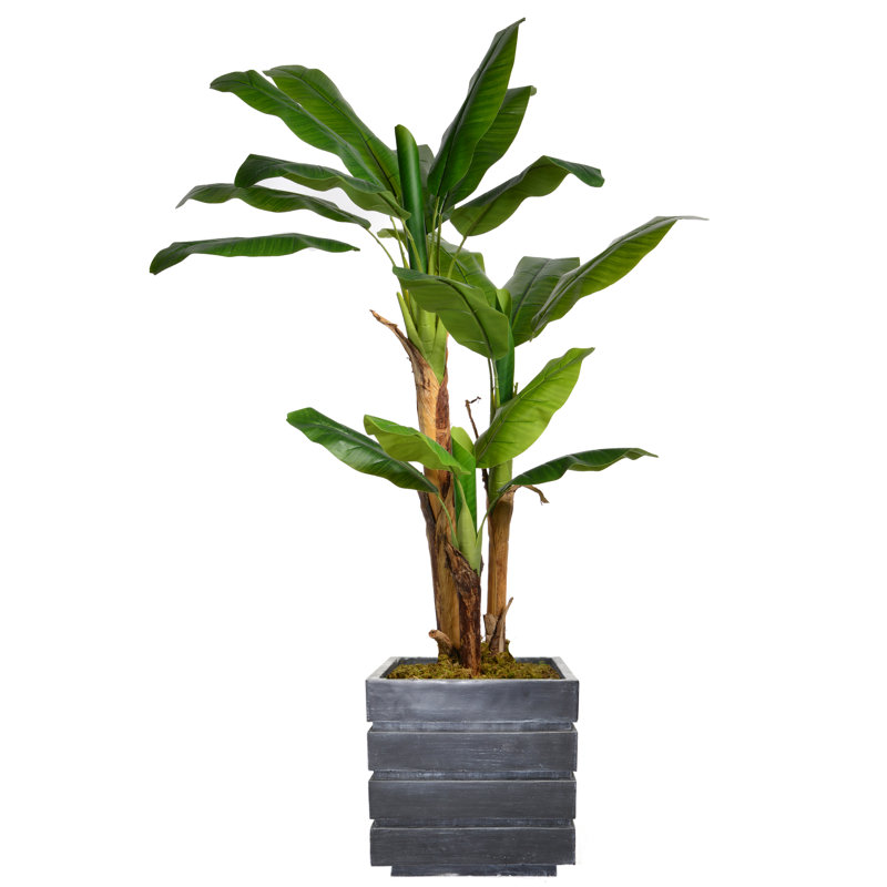 Feuille de bananier artificielle 52 po Panama, Gris