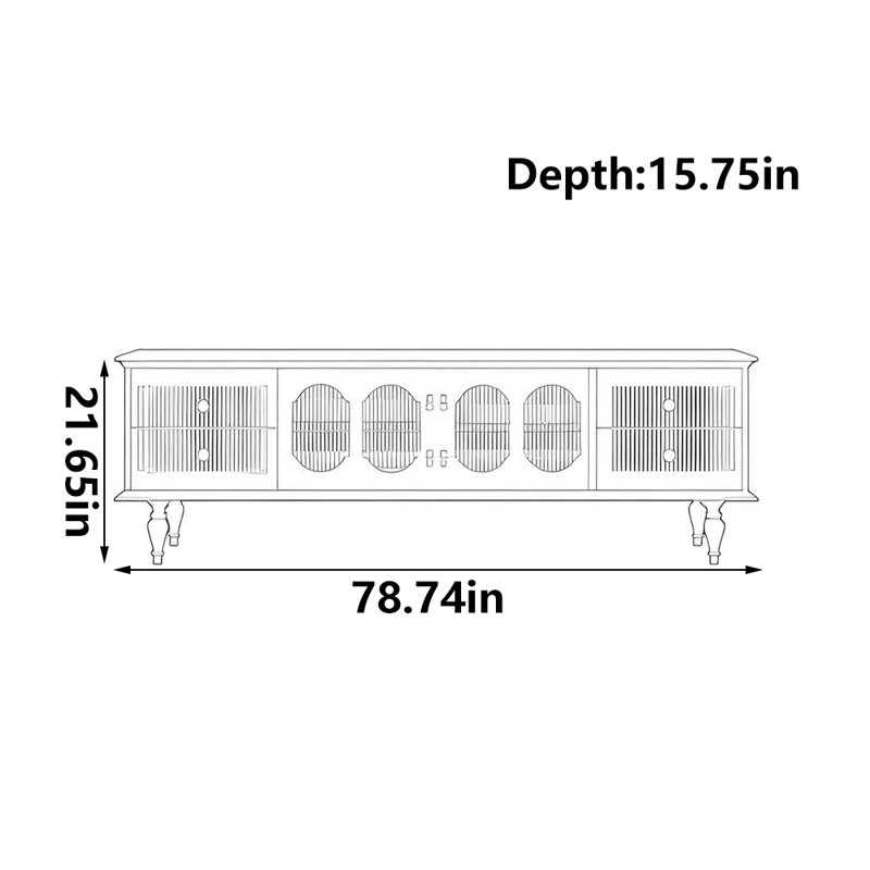 Meuble télé rétro noir, 78.74"