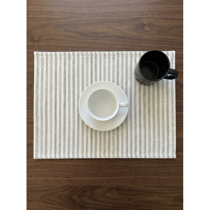 Mint Green Sandbar Stripe Indoor Outdoor Placemat, Mint Green