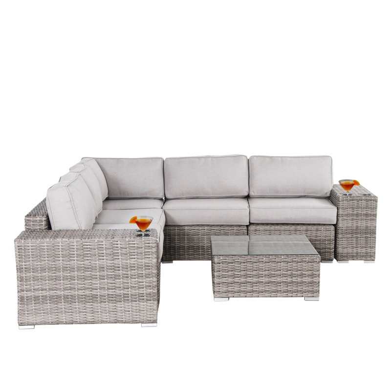 Ensemble modulaire avec coussins 8 pièces Hoyle, Oléfine grise