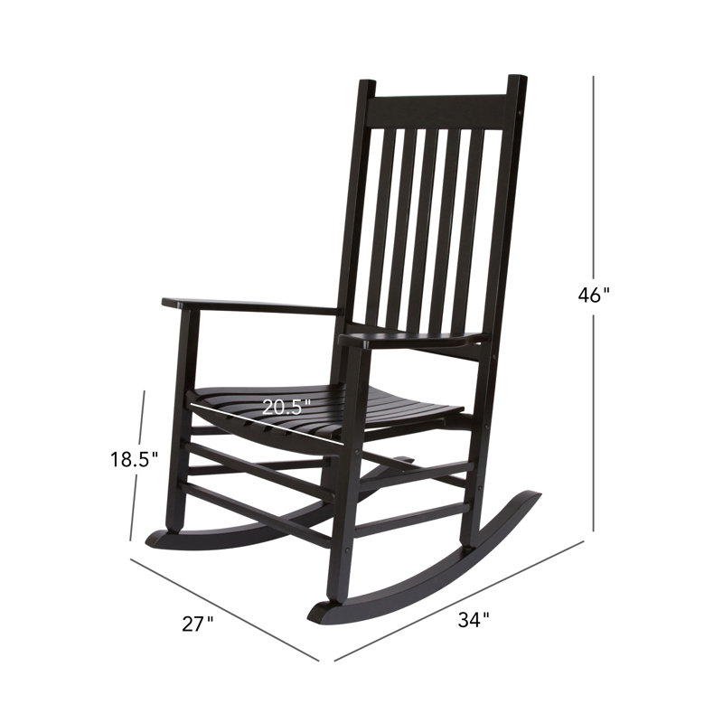 Chaise d'extérieur en bois massif à bascule Emjay, Noir