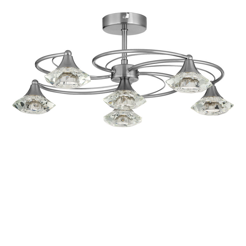 Greenhaw Glass Semi Flush Mount, Satin Chrome