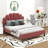 Upholstered Platform Bed with Flower Pattern Velvet Headboard-875723956-875723962